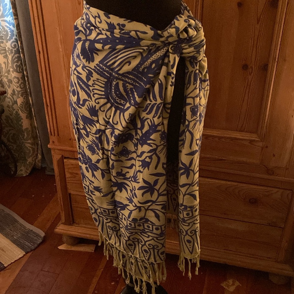 Large rectangular decorative shawl can be worn as shawl, beach wrap, house decor